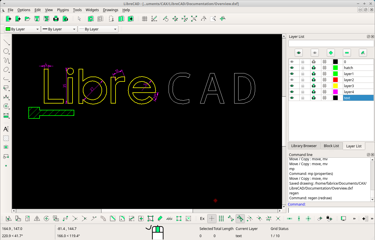 Screenshot of LibreCAD 2.1.3